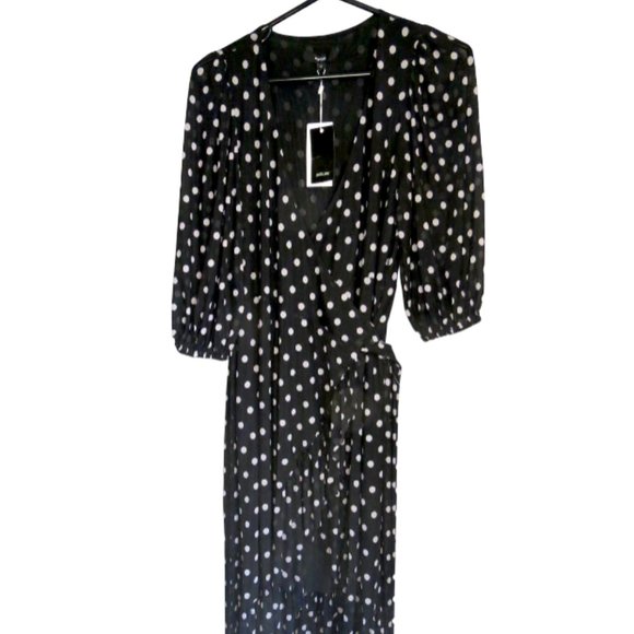 NWT PIPER Black & White Spotted Midi-Dress Long Sleeves SIZE 12 $80 (RRP $120)💛 - Picture 3 of 12